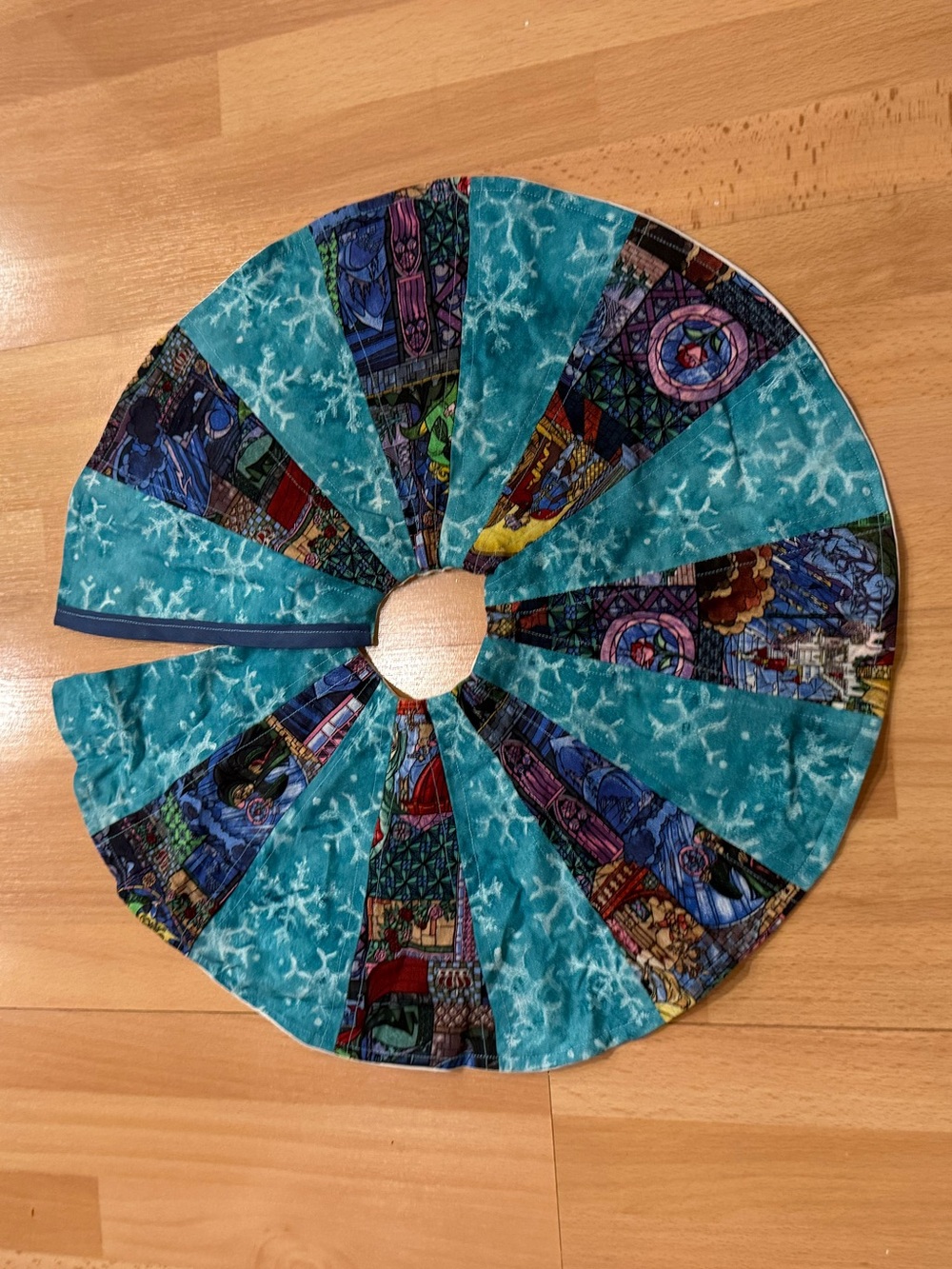 Handmade Patchwork Tree Skirt - Turquoise & Multicolor beauty & beast